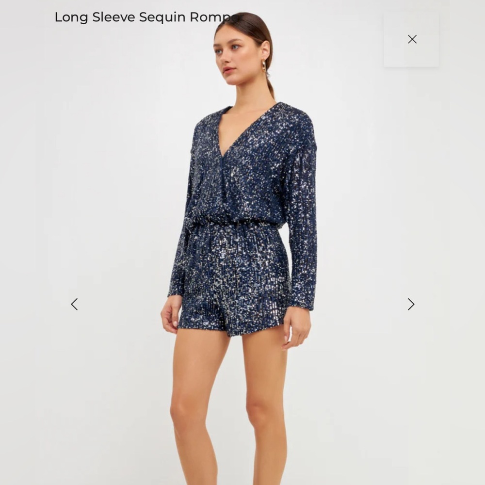 Endless Rose Navy and Gold Sequin Romper